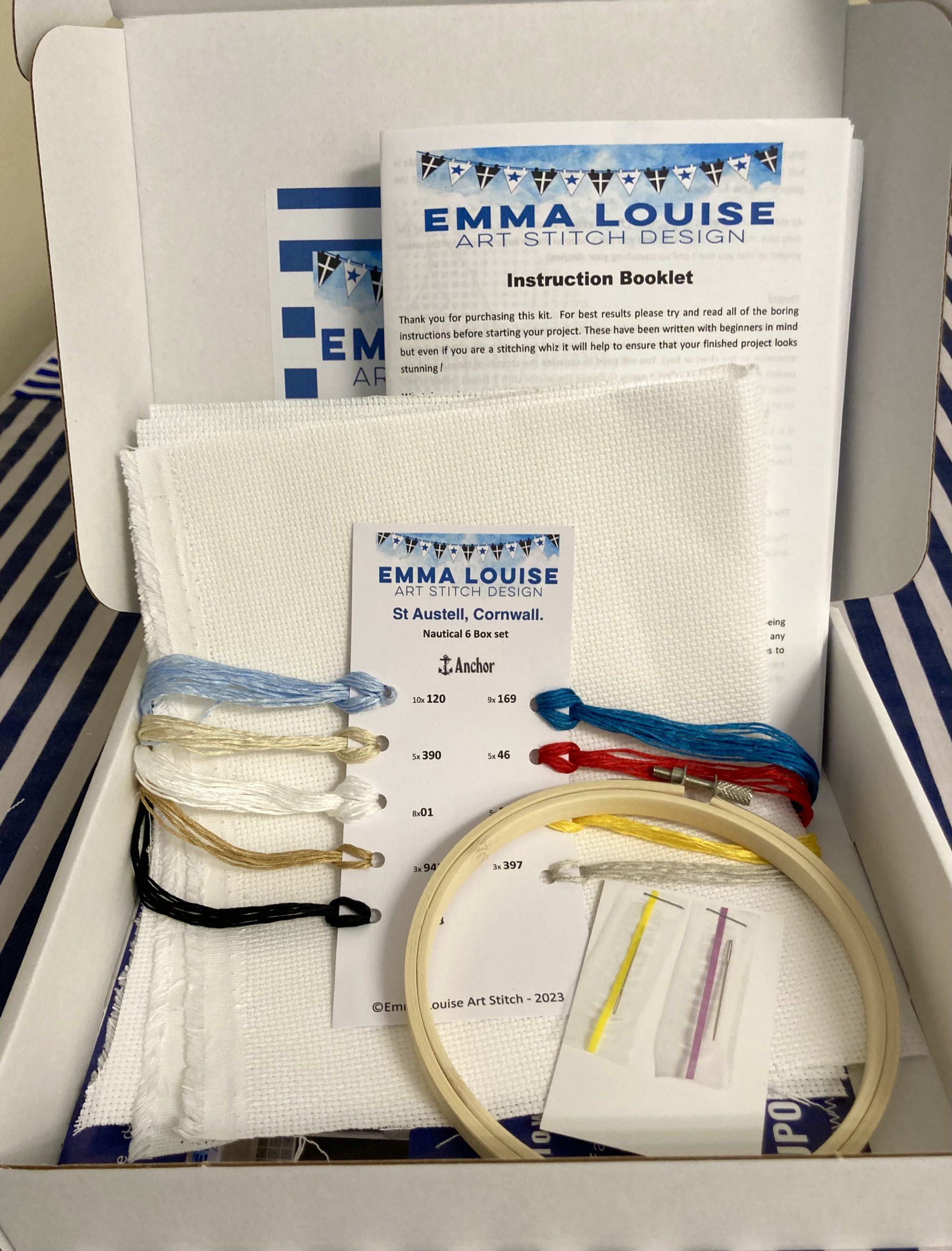 Set of 6 Nautical Cross Stitch Kits - Box Set with 5” hoop in a Gift Box - Image 12